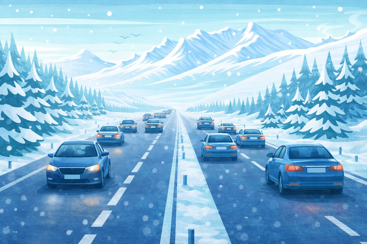 Traffic on mountain road