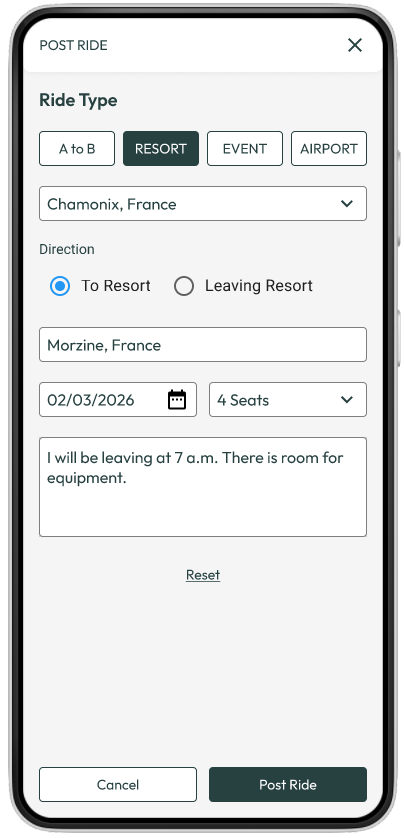 Driver app interface